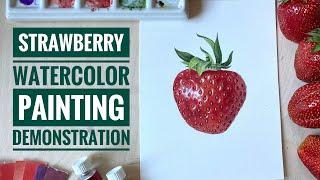 Strawberry painting tutorial | watercolor strawberry | step by step painting