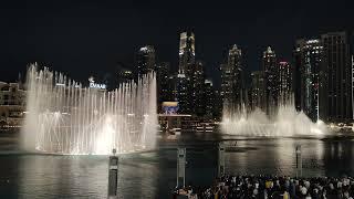 النافورة الراقصة دبي أمام برج خليفة Dubai dancing fountain in front of Burj Khalifa