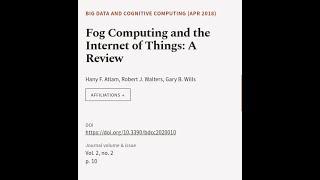 Fog Computing and the Internet of Things: A Review | RTCL.TV