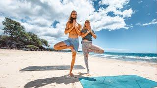 Gentle Morning Beach Yoga In Hawaii