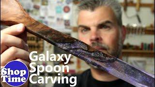 Galaxy Spoon Carving | Wood, Resin & Glitter!