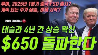 테슬라 4년 간 상승 확신! $650 돌파 한다! 댄 아이브스 인터뷰 번역! 루머, 2025년 1분기 중국 FSD 출시? 계속 되는 주가 상승 2040년 시총 20조 달러 이유는?