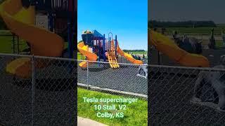 V2 10 Stall Tesla Supercharger - Colby, KS. Awesome Travel Oasis. #shorts #ev #supercharger #tesla