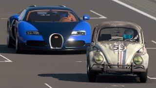 "Herbie" vs Bugatti Veyron at Nurburgring Nordschleife Track Day