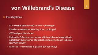 Bleeding Disorders: VWD, Hemophilia, ITP, TTP, HUS