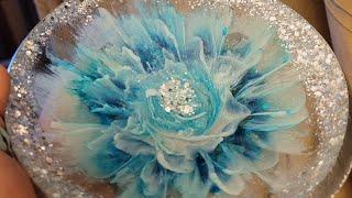 Oh my I made my first resin bowl!!! Amazing bloom flower in Blues with glitter.  Video #335