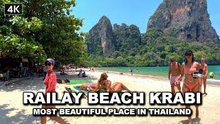 【 4K】Walking Railay beach Krabi Thailand - BEST Place in the World