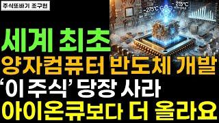 [주식] 세계 최초 양자컴퓨터 반도체 개발 성공 임박 '이 주식' 한 주라도 더 사모아두세요. 아이온큐보다 더 오를겁니다. 25년에 세계 1위 됩니다. #IONQ #리게티 #퀀텀