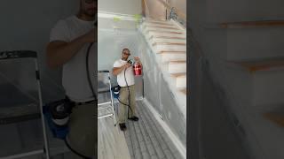 Spraying Italian paint for a perfect finish. #diy #construction #carpentry #remodeling #icro #paint