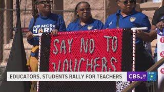 Educators and students rally for teachers