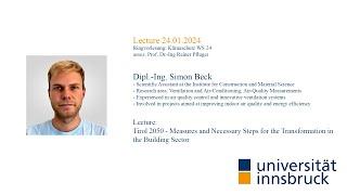 Building Sector Transformation | Dipl.-Ing. Simon Beck | 24.01.2024