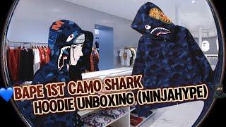 Bape 1st Blue Camo Shark Hoodie Unboxing Review from Ninjahype #fashion #hype #hypebeast #tiktok