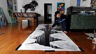 Trick Art on Canvas - Painting a Huge 3D Hole