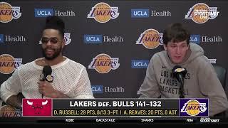 D'Angelo Russell & Austin Reaves POSTGAME INTERVIEWS | Los Angeles Lakers beat Chicago Bulls 141-132