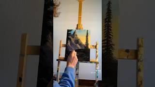 Painting peaceful mountain vibes with simple techniques! ️ #paintingprocess #artinspo