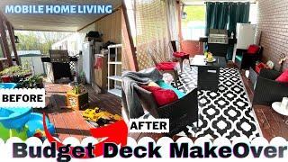 Budget Deck Transformation on $500 Mobile Home| New Patio Furniture & Decor + Cleaning Motivation