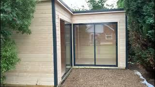 Domeo 6 L Shaped Garden Room with Sliding Doors from Cabins Unlimited