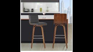 ARMEN LIVING 30” BAR HEIGHT BARSTOOL IN GREY FAUX LEATHER AND WALNUT WOOD FINISH ...ASSEMBLING