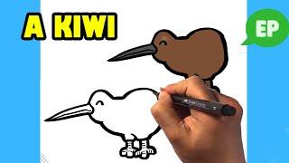 How to Draw a Kiwi - Cute Animals - Easy Pictures to Draw