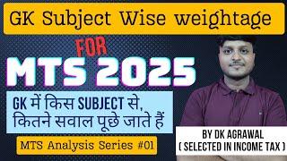 GK Subject Wise Weightage For SSC MTS 2025 | MTS Analysis Series #01 | GK Important Topics For MTS