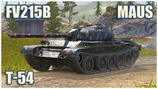 T-54, FV215b & Maus • WoT Blitz Gameplay