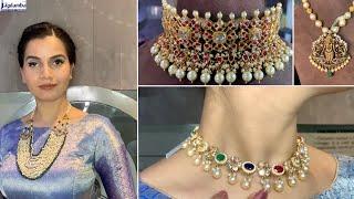 Sri Jagdamba Pearls Bridal Navaratan Short Necklace & Harem starts @2,82,000 rs/ with weight & price