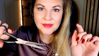 ASMR Relaxing Hair Salon  Haircut • Hair Brushing • Scissors • Soft Spoken (Realistic sounds)