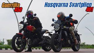 Husqvarna Svartpilen 401 vs Guerrilla 450 Drag Race