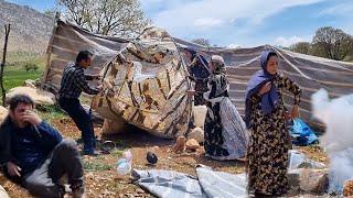 The destruction of Sadegh and Zahra's tent by Elham and his father