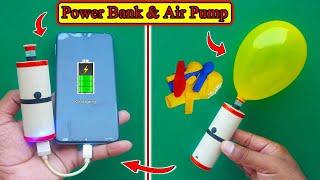 How To Make A Power Bank & Air Pump At Home | Mini Air Pump Balloon| Power Bank DIY | Air Compressor