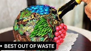 Balloon, Cardboard and Newspaper Craft/Glass Bottle Decor|Best out of waste|Home Decor/DIY