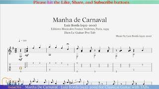 Manha De Carnaval - Luiz Bonfa (1922-2001) for Classical Guitar with TABs