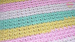 Super Squishy Chunky 3D V Stitch Blanket Stitch • ONE ROW REPEAT! Left Handed Tutorial