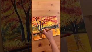 Fall  #painting #fallcolors #acrylicpainting #beginners #satisfying #shorts #youtubeshorts