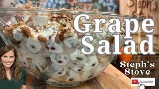 Grape  Salad - Creamy and Refreshing with Brown Sugar Pecan Topping - Steph’s Stove