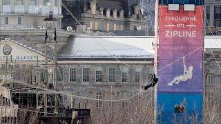 Cold-weather ziplining in Montreal's Old Port