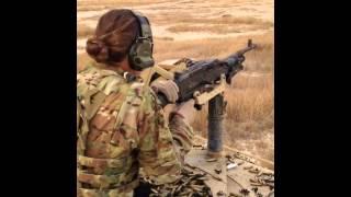 Hot Air Force Girl Shooting the M240B