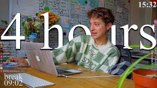 LIVE | 4-HOURS study with me ️ rain sounds & pomodoro timer 60 & 10