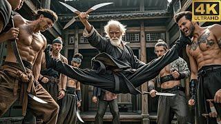 Bandits robbed the old man. The old man was a martial arts master and wiped out all the bandits.