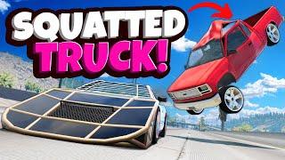 Using a JET RAMP CAR to Destroy a SQUATTED TRUCK in BeamNG Drive Mods!