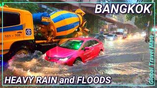 BANGKOK Monsoon Extreme Heavy Rain Flooding Sukhumvit Road  Thailand