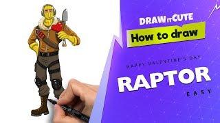 How to draw Raptor easy  | Fortnite  Season 7 Drawing Tutorial