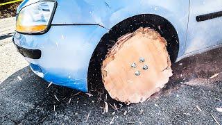 WOODEN wheel test on a real car 