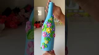 Bottle art with clay | Beautiful Bottle For Flower pot | Mould it Clay Art on Bottle | 3D Bottle Art