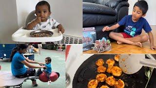 Sunday routine vlog with 2 kids | Nilan started eating by himself | we got New Stroller for Nilan