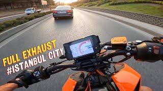 FULL EXHAUST - KTM Duke 390 Akrapovic + Popcorn safewafe  İSTANBUL CITY 4K/RAW