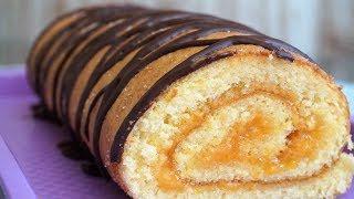 Классический БИСКВИТНЫЙ РУЛЕТ с джемом, получается всегда!