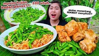 100 CABE RAWITMAKAN CABE RAWIT MENTAH MIE KUAH PEDAS GORENGAN TAHU MUKBANG