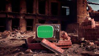 Old Retro TV in Destroyed City Green Screen | 4K | Vintage | Global Kreators