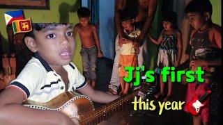 Jj's first time lighting a sparkling light || Filipino Srilankan Family Diary